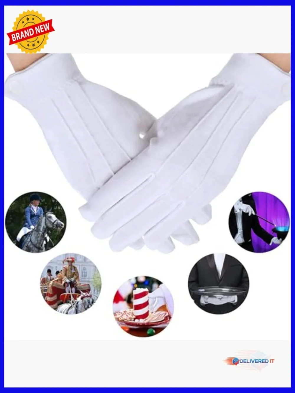White Cotton Formal Marching Gloves Tuxedo Guard Parade 100 Pairs Washable